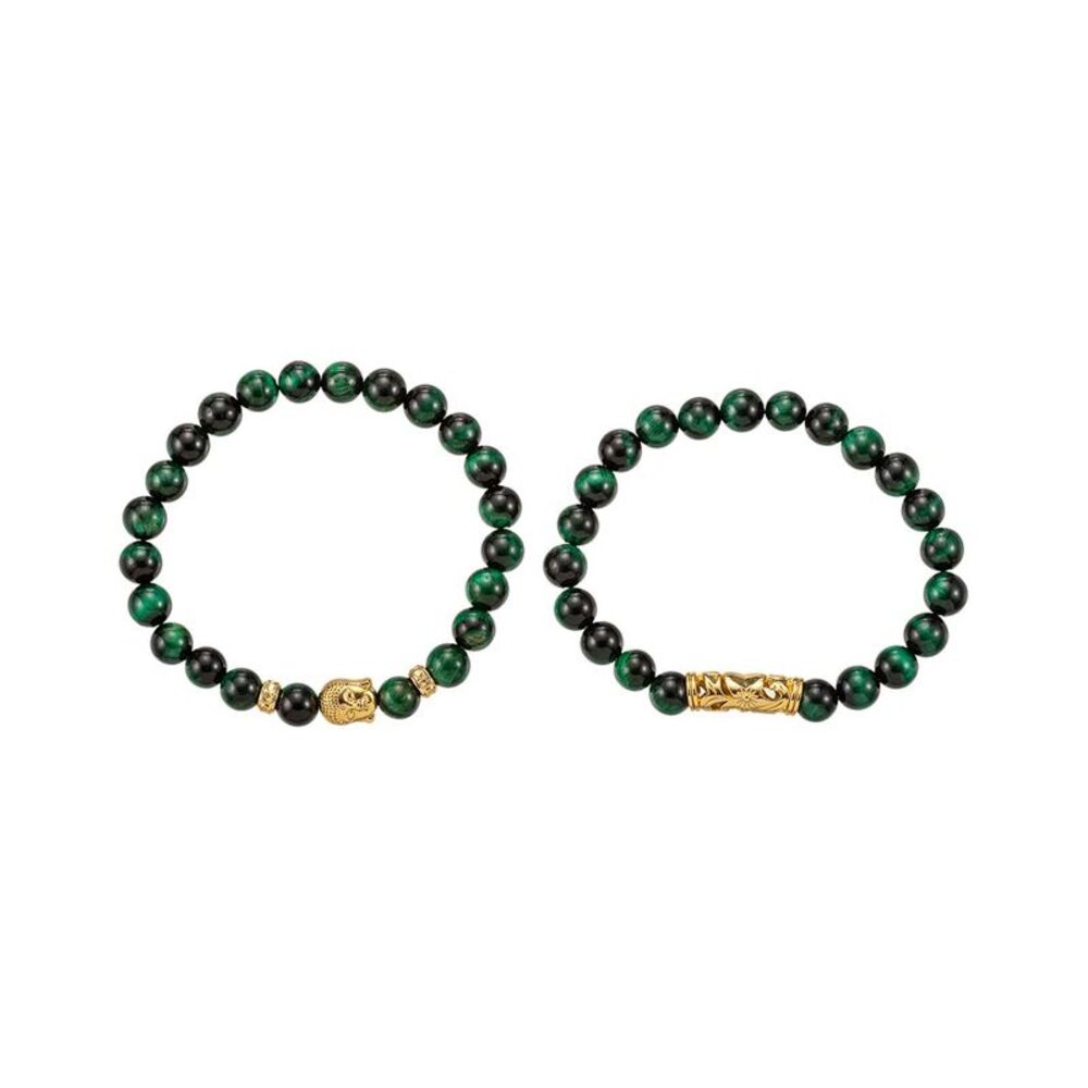 Eye Candy La Alloy Tiger Eye Buddha Set Bracelet